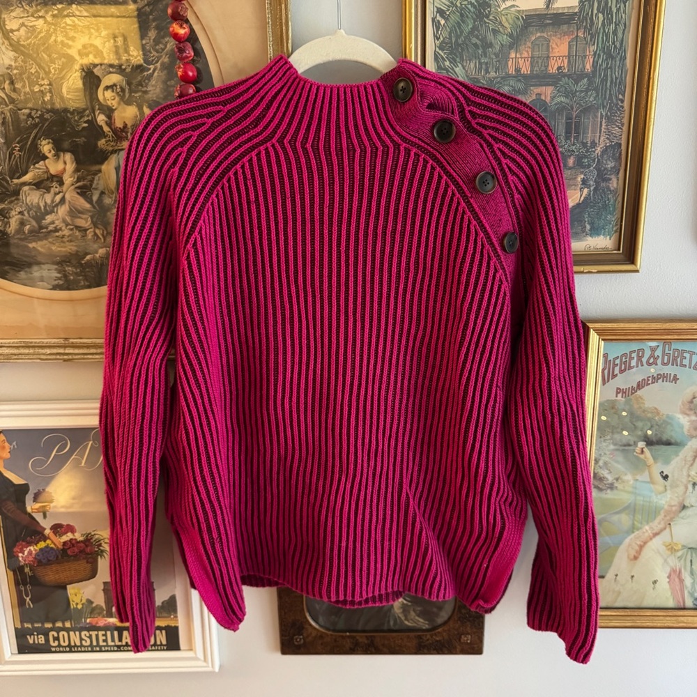GAP Women's Fuchsia Button-Accent Sweater